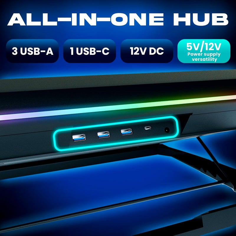 KLIM Turbofrost MAX - RGB Laptop Cooling Pad, Gaming Laptop Cooler with Powerful Turbofan XL, Fast Cooling Laptop, 15.6-17in, Smart Inlay System for Optimal Airflow, Adjustable Speed, LCD Screen - Image 5